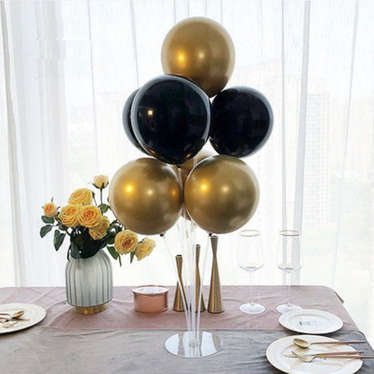 Confetti Metallic Black Gold Balloon with Table Stand Set