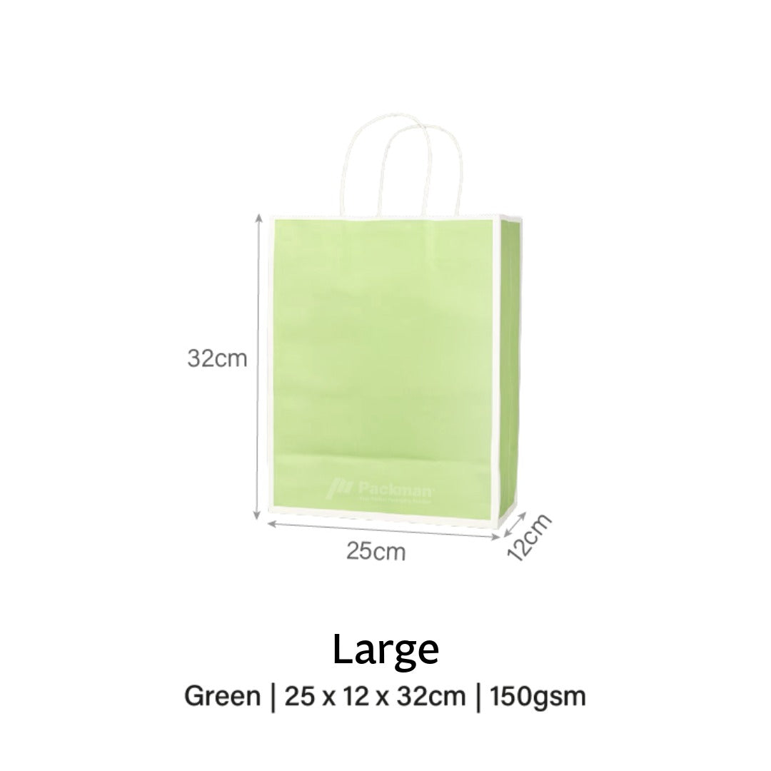 Green with White Border Paper Bag