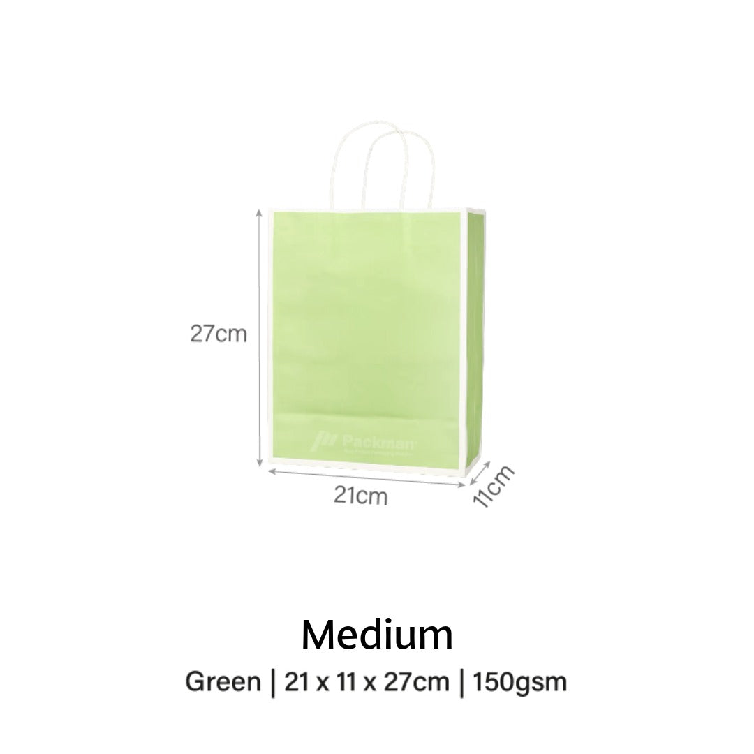 Green with White Border Paper Bag