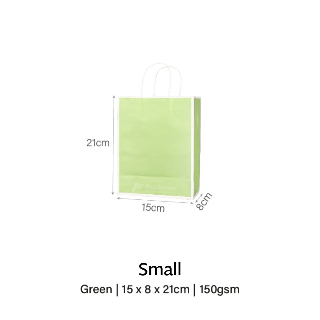 Green with White Border Paper Bag