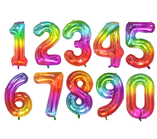 Gummy Rainbow Number Foil Balloon