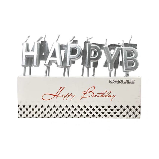 13 Letters Silver HBD Candles