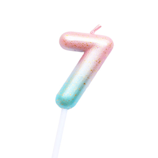 Pink Blue-7 HBD Candle