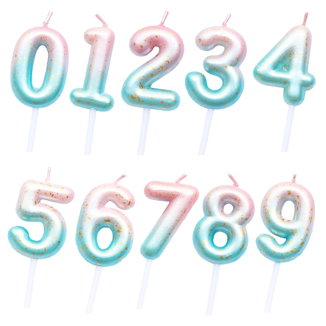Pink Blue 0-9 HBD Candle