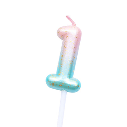 Pink Blue 0-9 HBD Candle