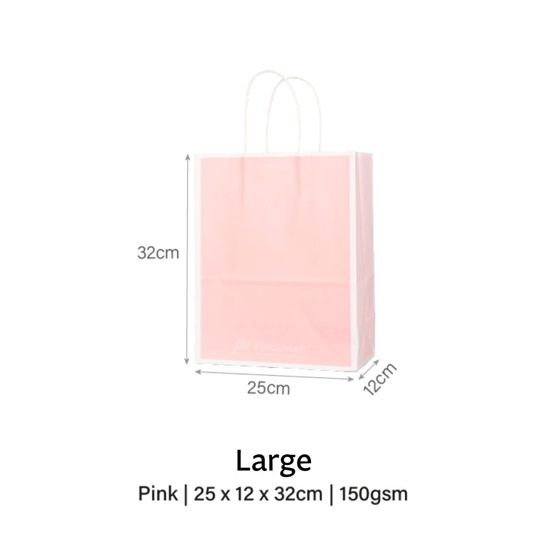 Pink with White Border Paper Bag