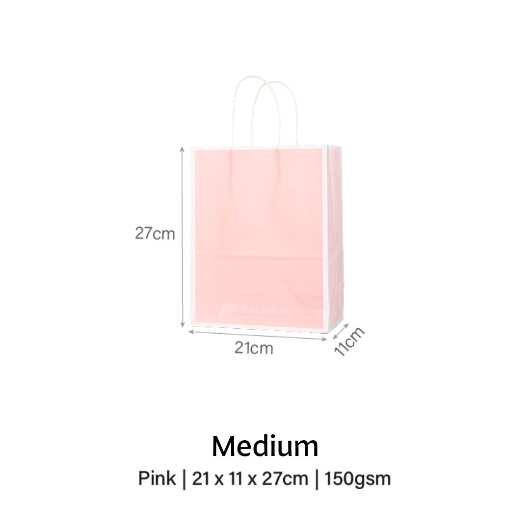 Pink with White Border Paper Bag