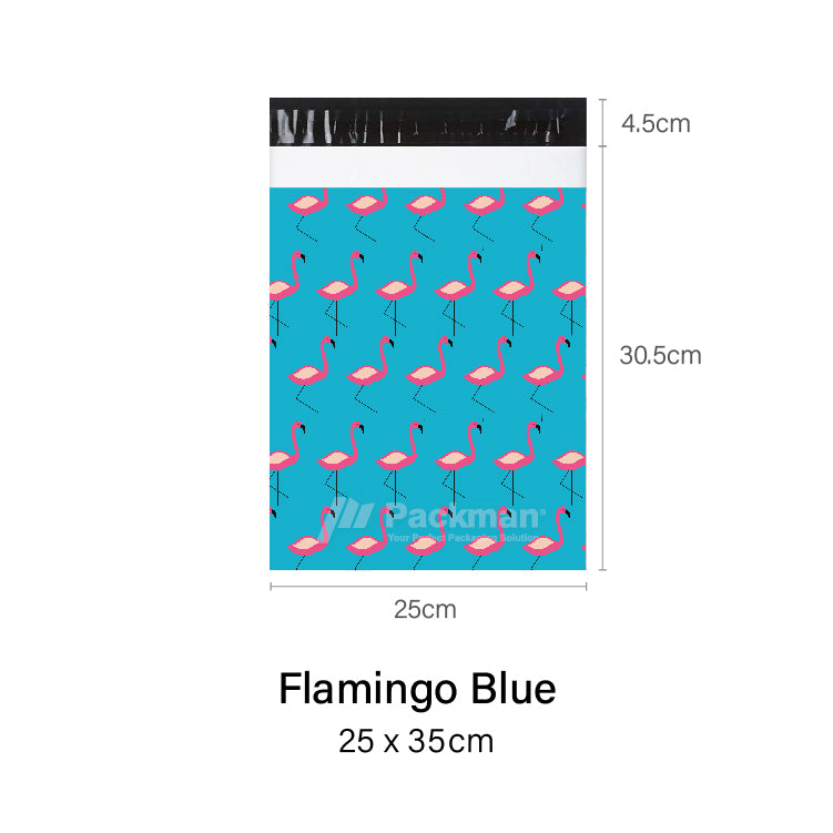 25 x 35cm Flamingo Blue Poly Mailer
