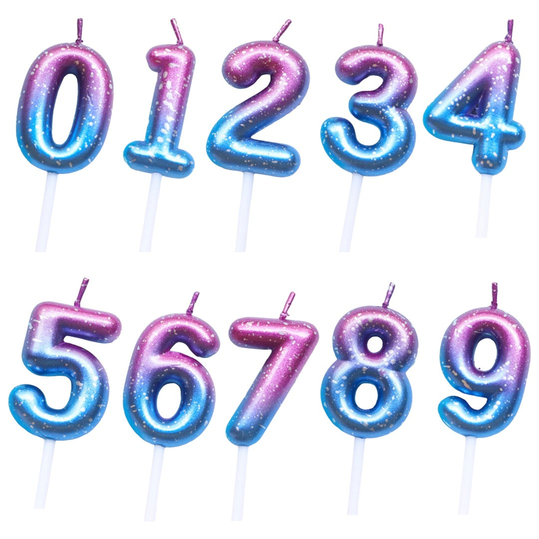 Purple Blue 0–9 HBD Candle