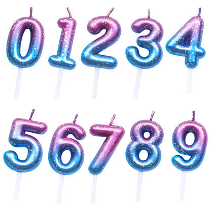 Purple Blue 0–9 HBD Candle