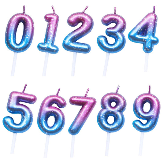 Purple Blue 0–9 HBD Candle