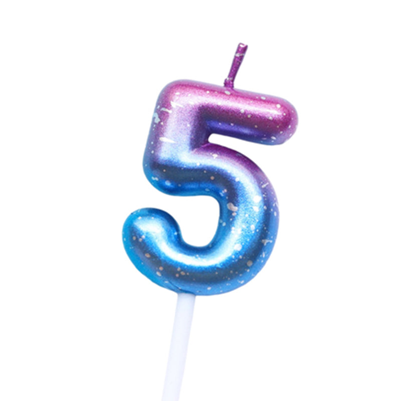 Purple Blue 0–9 HBD Candle