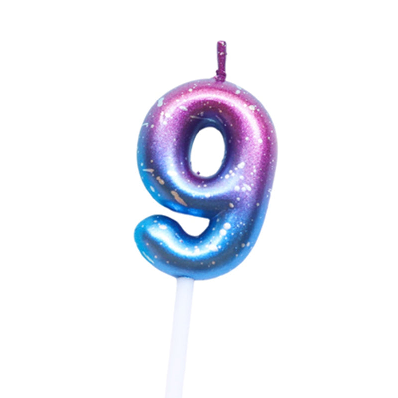 Purple Blue 0–9 HBD Candle