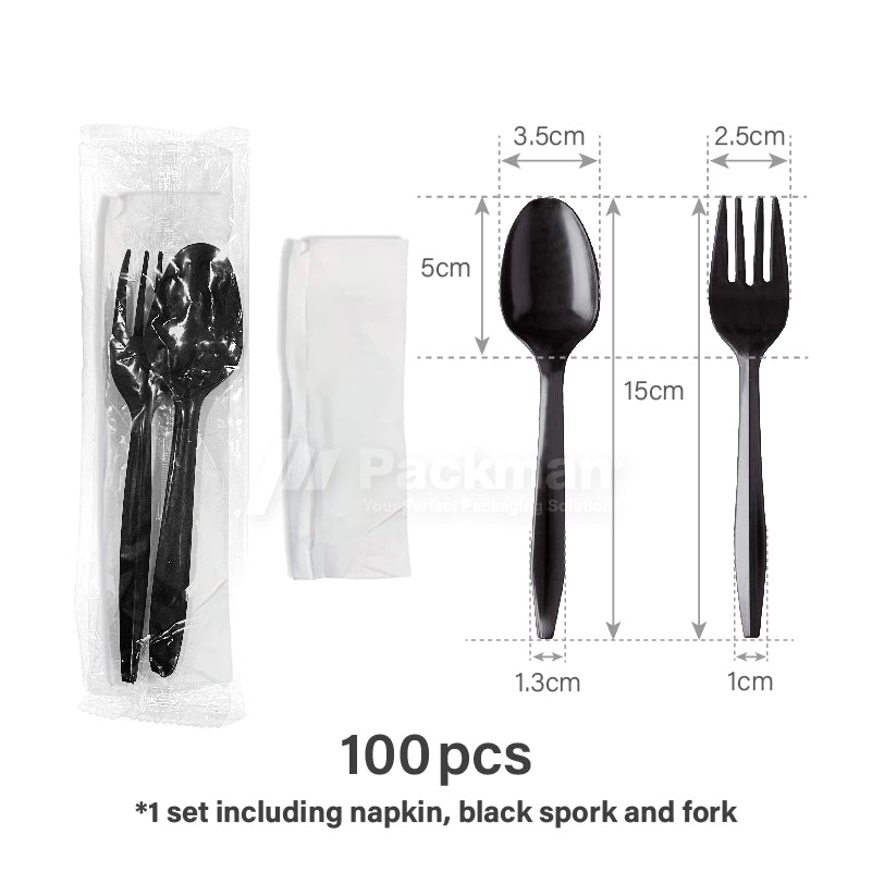 Plastic Fork Spoon Serviette (100pcs)