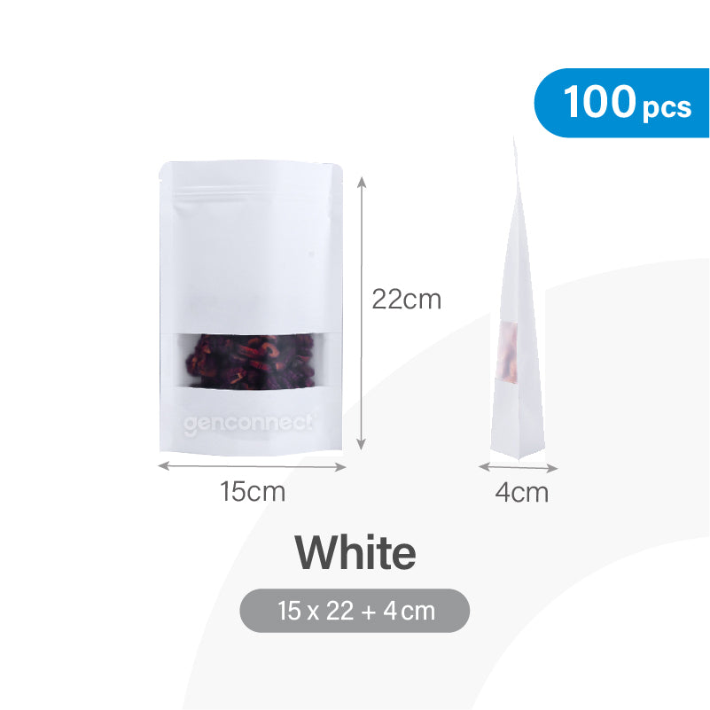 15 x 22cm White Standing Pouch (100pcs)