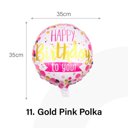 Gold Pink Polka Round Balloon
