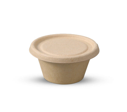 2oz Sugarcane Sauce Cup with Bagasse Lid