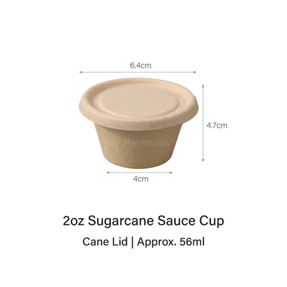 2oz Sugarcane Sauce Cup with Bagasse Lid