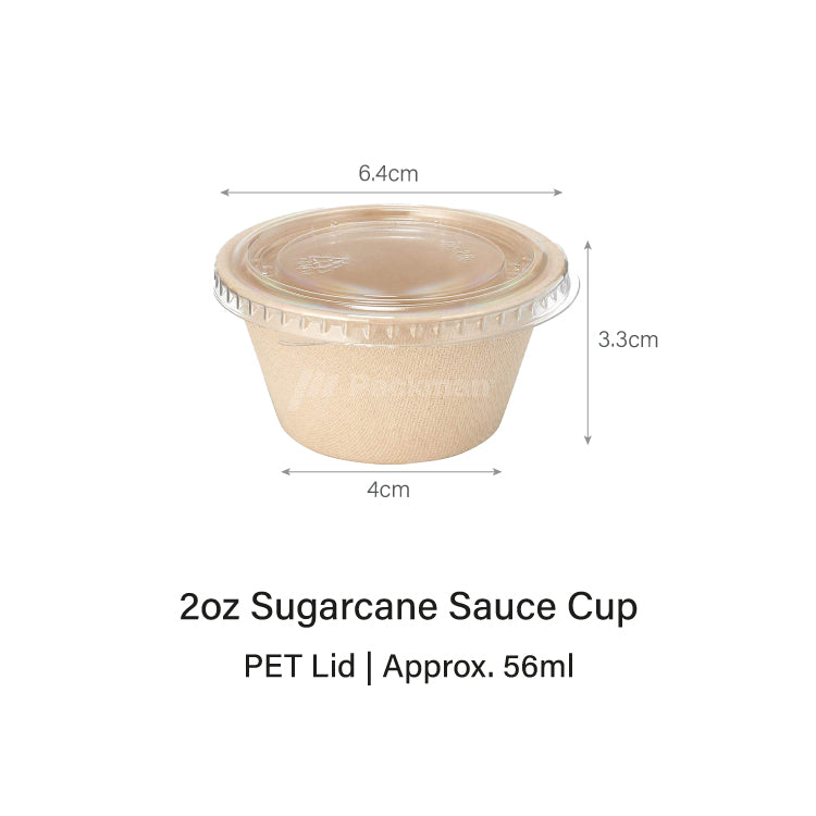 2oz Sugarcane Sauce Cup with PET Lid