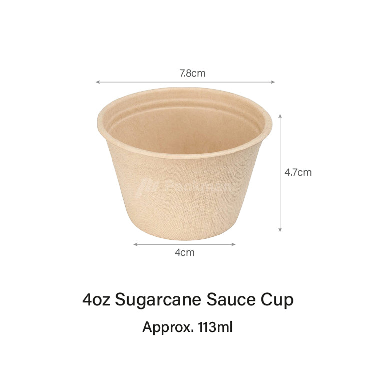 Sugarcane Sauce Cups and Lids (2oz 60ml, 4oz 120ml) - Biobright