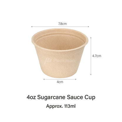 4oz Sugarcane Sauce Cup with Bagasse Lid