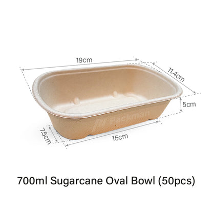 700ml Sugarcane Oval Bowl (50pcs)