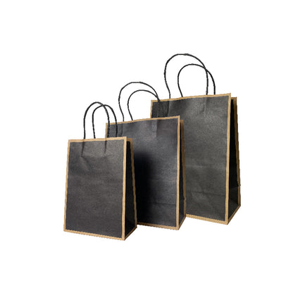 25 x 12 x 32cm Black with Brown Border Paper Bag (10pcs)