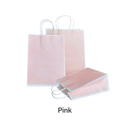 15 x 8 x 21cm Pink with White Border Paper Bag (10pcs)