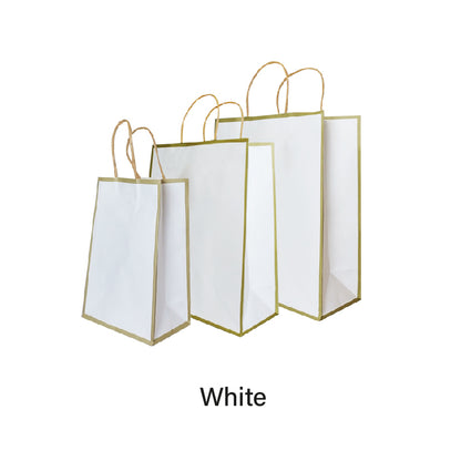 25 x 12 x 32cm White with Gold Border Paper Bag (10pcs)