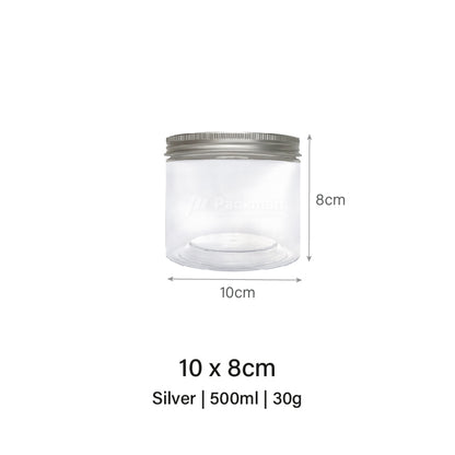 10 x 8cm Silver Plastic Jar (9pcs)