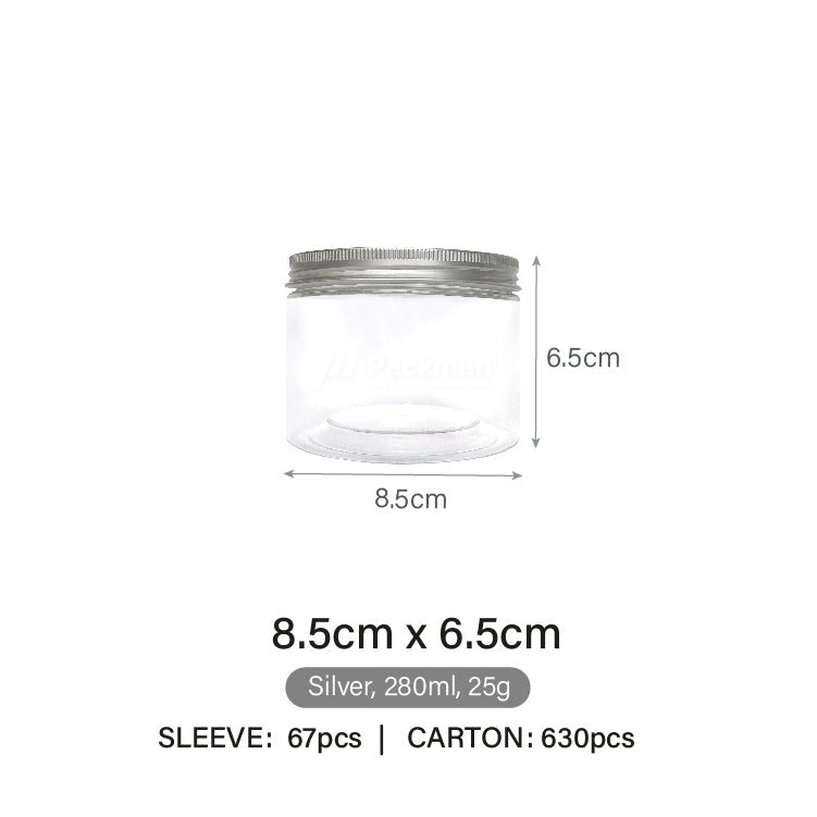 8.5 x 6.5cm Silver Plastic Jar (9pcs)