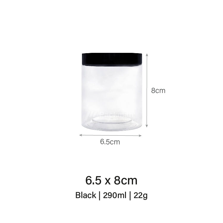 6.5 x 8cm Black Plastic Jar (9pcs)