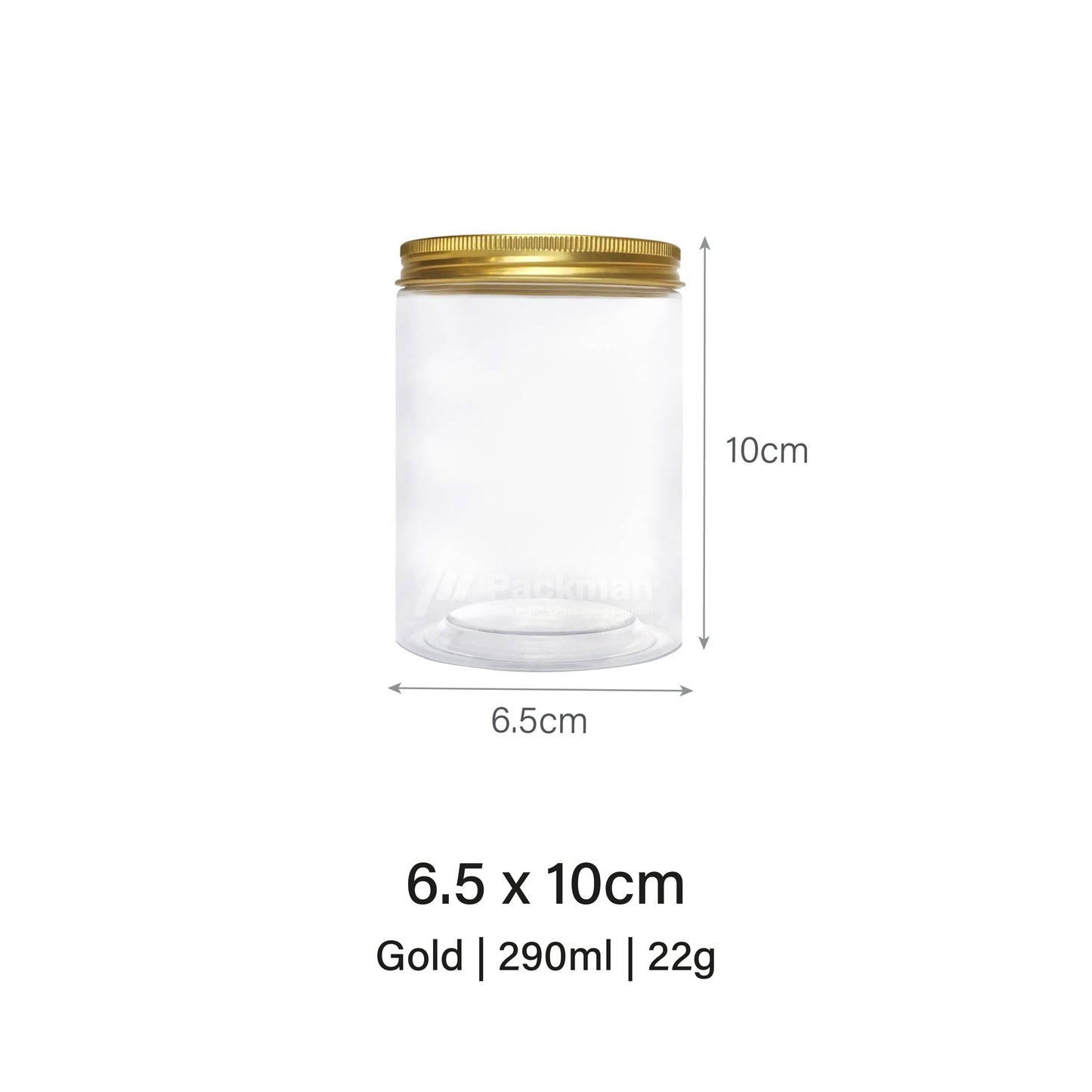 6.5 x 10cm Gold Plastic Jar (9pcs)