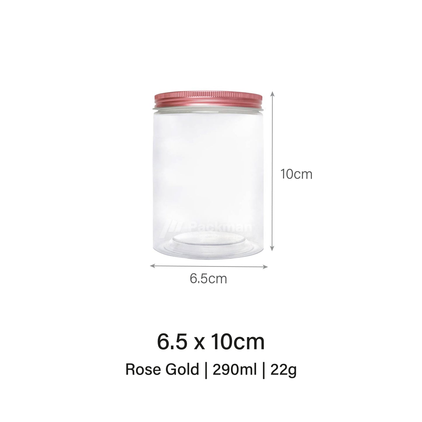 6.5 x 10cm Rose Gold Plastic Jar (9pcs)