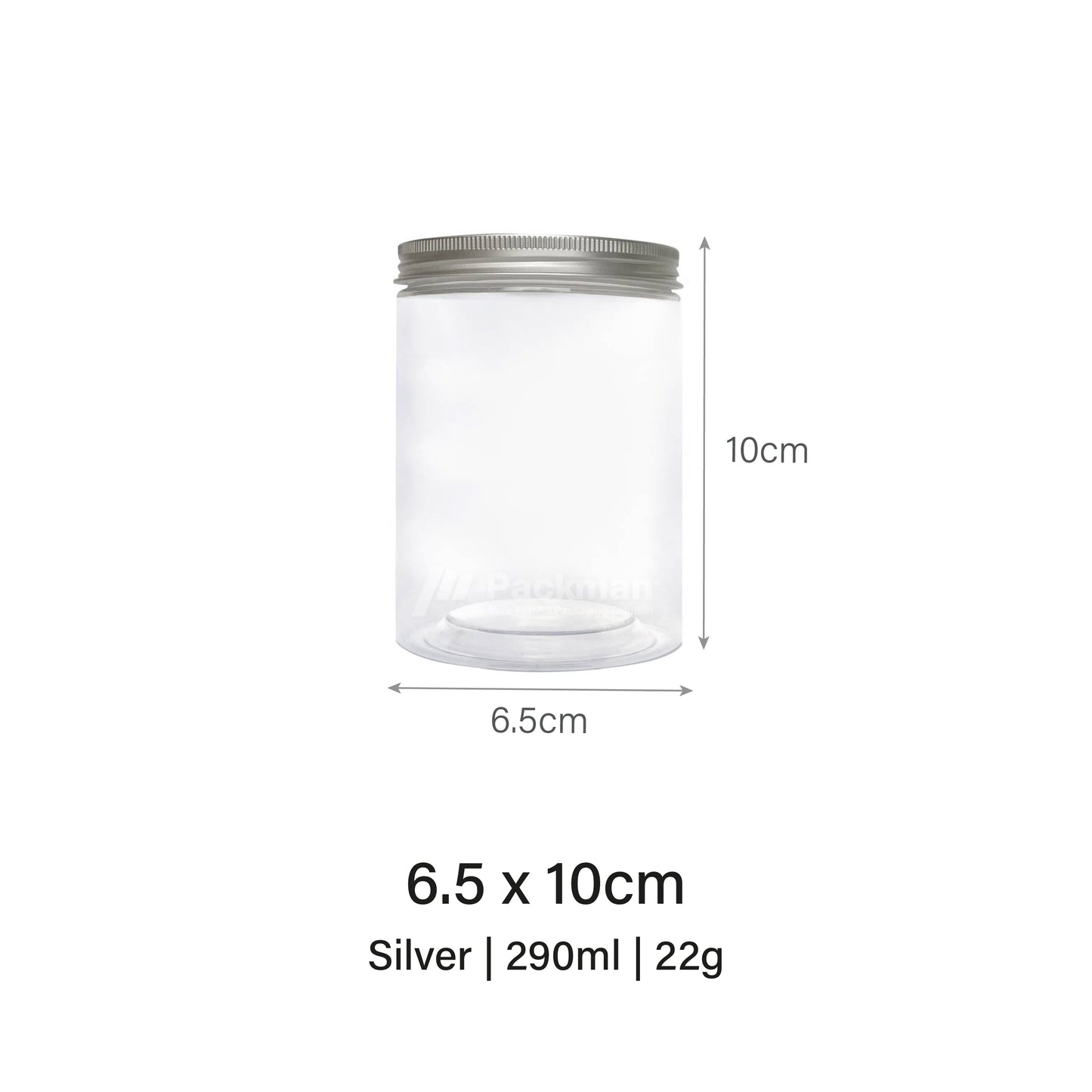 6.5 x 10cm Silver Plastic Jar (9pcs)