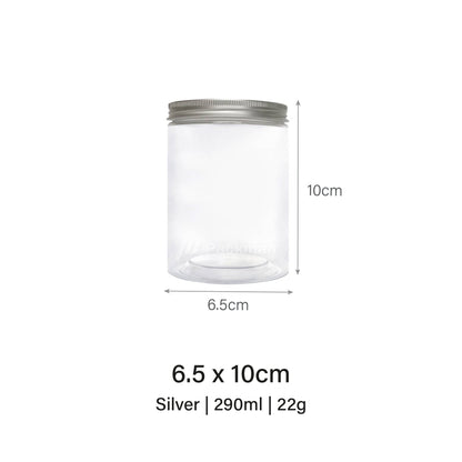 6.5 x 10cm Silver Plastic Jar (9pcs)