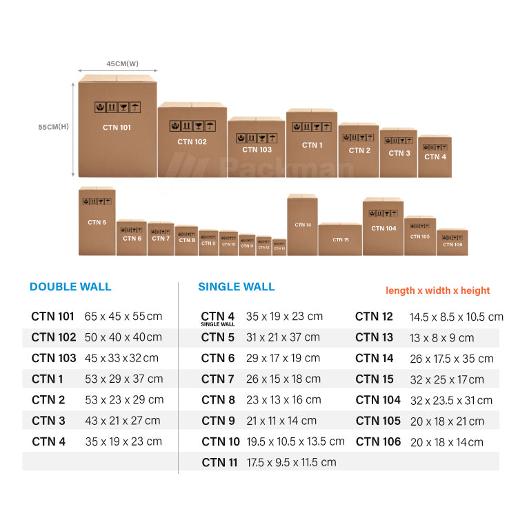 CTN 4 - 35 x 19 x 23cm - Single Wall (3pcs)