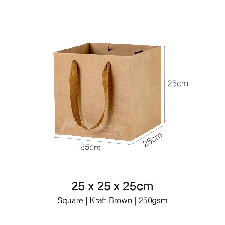 25 x 25 x 25cm Extra Thick Kraft Square Paper Bag (10pcs)