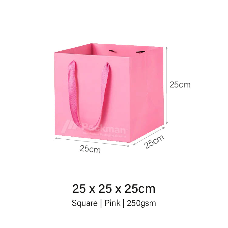 25 x 25 x 25cm Square Pink Paper Bag (10pcs)