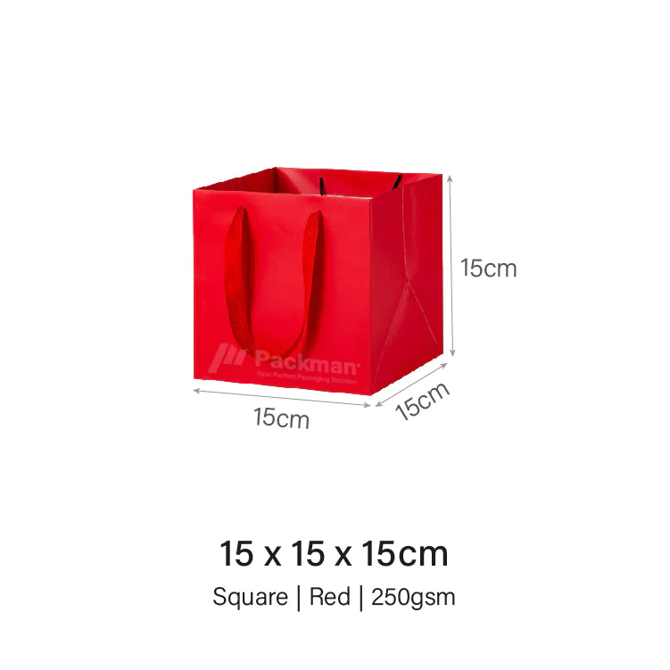 15 x 15 x 15cm Square Red Paper Bag (10pcs)
