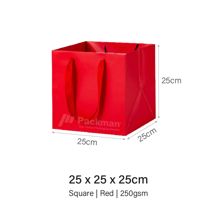25 x 25 x 25cm Square Red Paper Bag (10pcs)