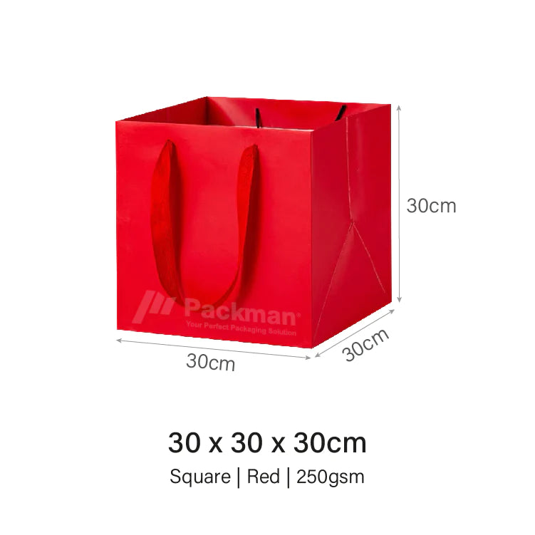 30 x 30 x 30cm Square Red Paper Bag (10pcs)