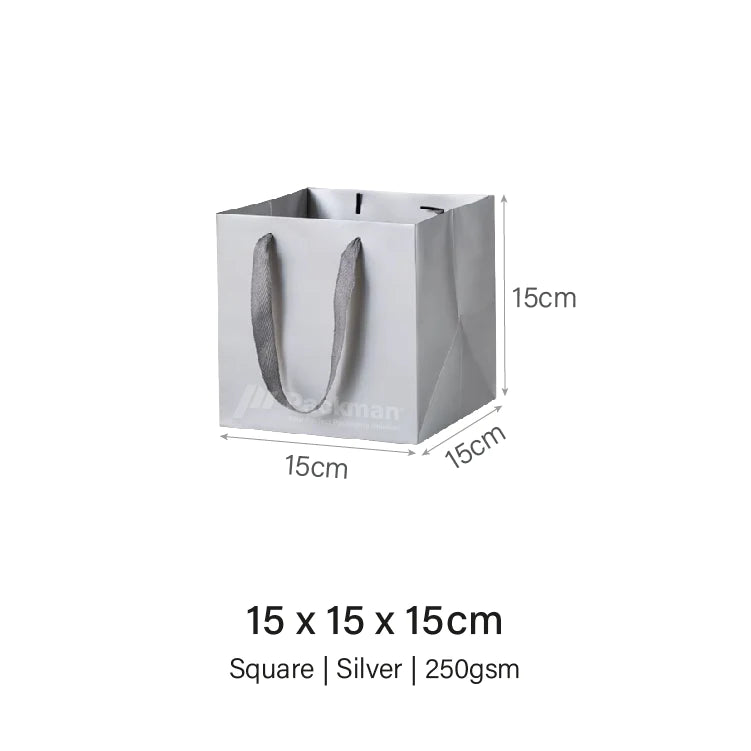 15 x 15 x 15cm Square Silver Paper Bag (10pcs)