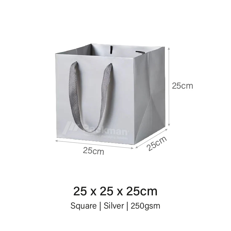 25 x 25 x 25cm Square Silver Paper Bag (10pcs)
