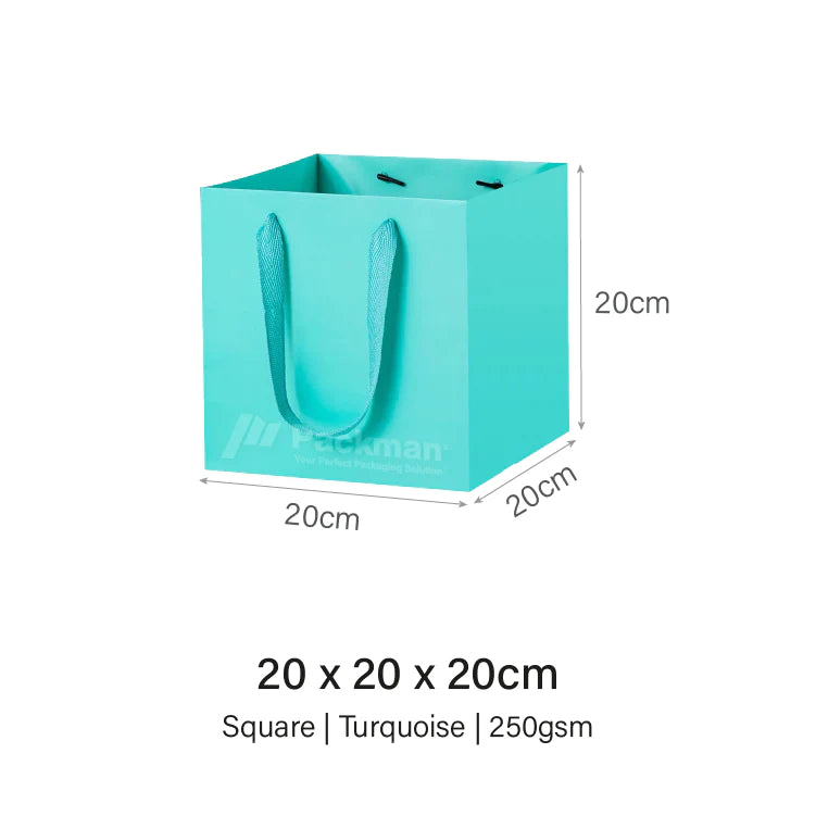 20 x 20 x 20cm Square Turquoise Paper Bag (10pcs)