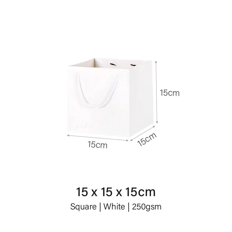 15 x 15 x 15cm Square White Paper Bag (10pcs)