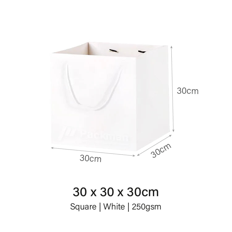 30 x 30 x 30cm Square White Paper Bag (10pcs)