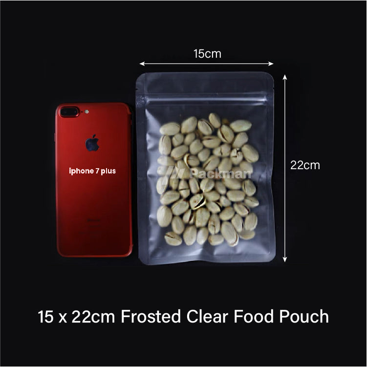 15 x 22cm Frosted Clear Food Pouch