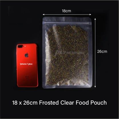 18 x 26cm Frosted Clear Food Pouch