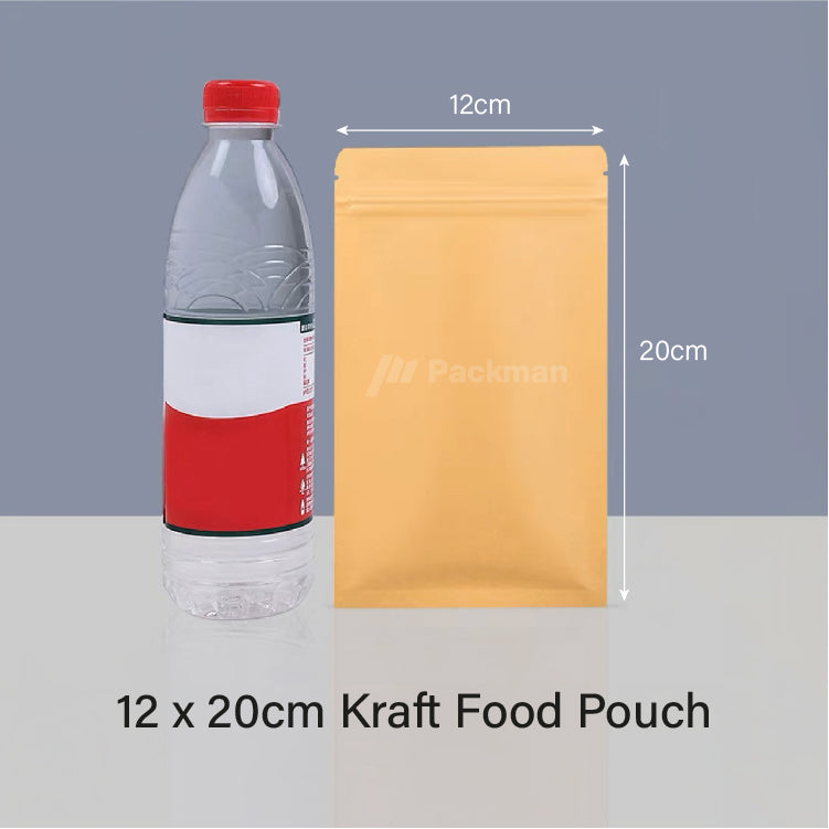 12 x 20cm Kraft Food Pouch (100pcs)